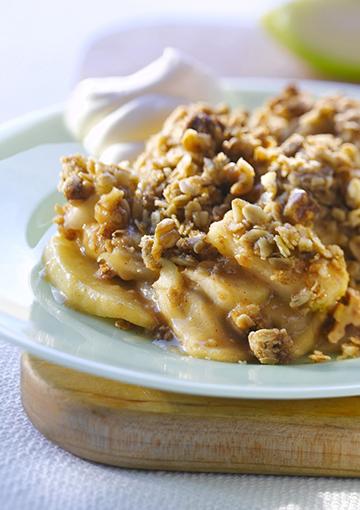 Apple Crisp in a white bowl