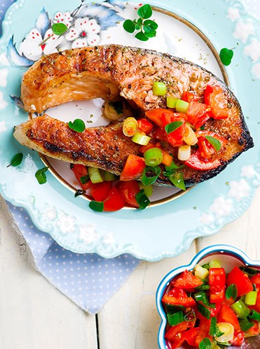 Barbecue Salmon with Brazilian Vinagarette