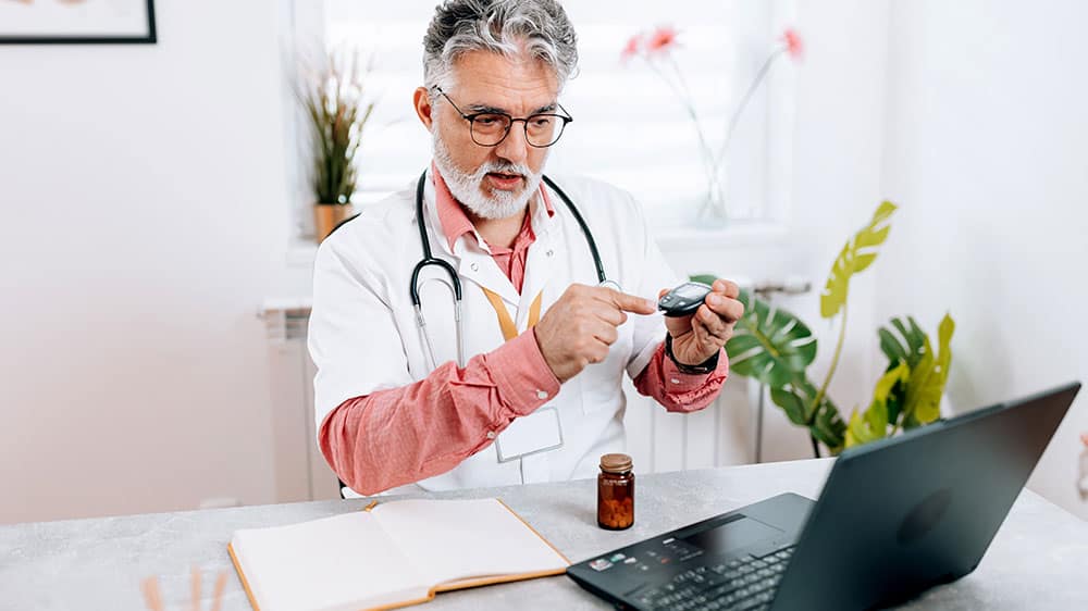 Diabetes educator in a telehealth appointment
