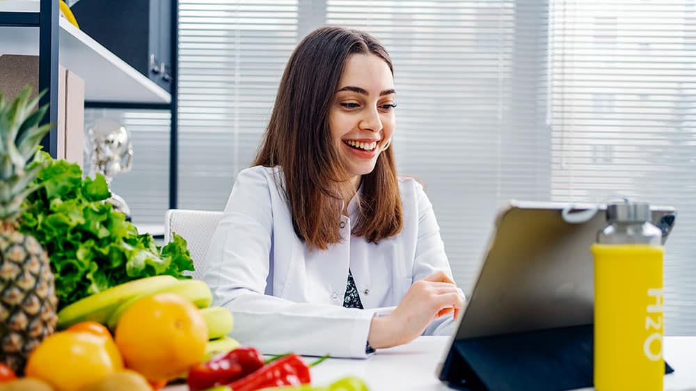 Dietitian in a telehealth appointment