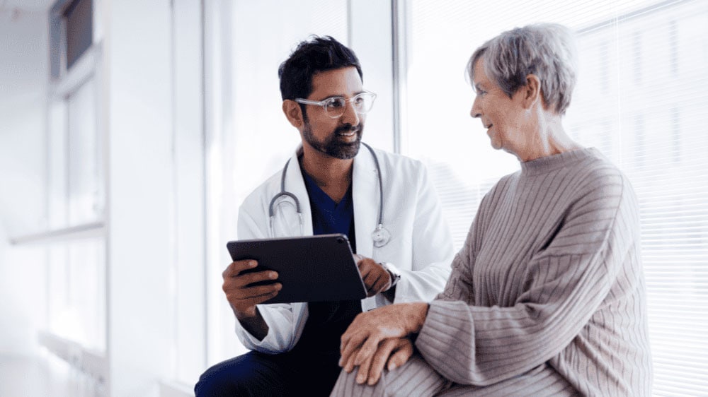 medically-induced diabetes. Doctor and patient having conversation