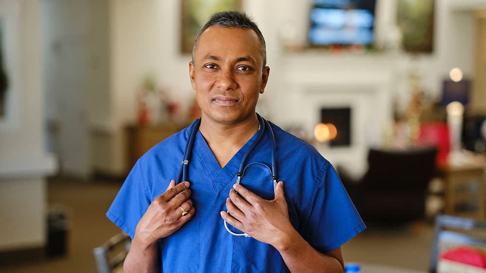 Health professional in scrubs