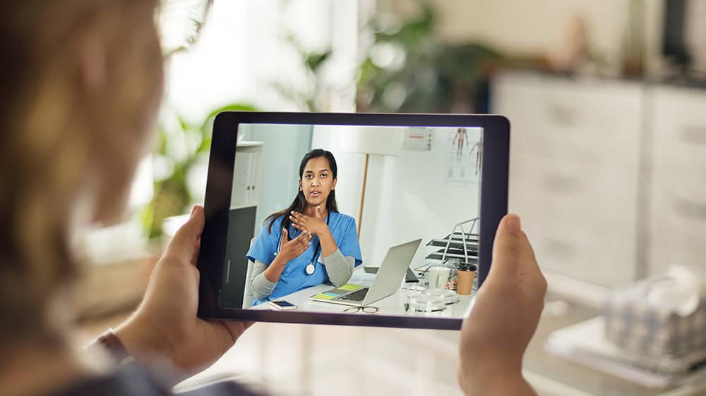 Diabetes telehealth appointment on a tablet