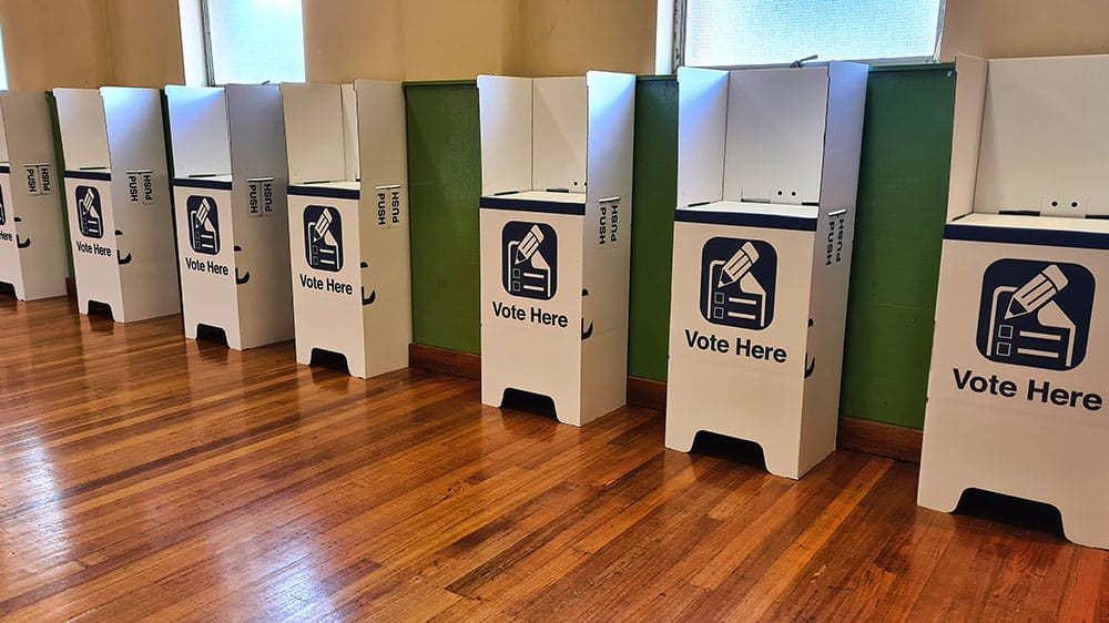 Row of voting booths for election day in Australia