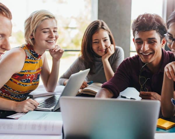 Young people studying together