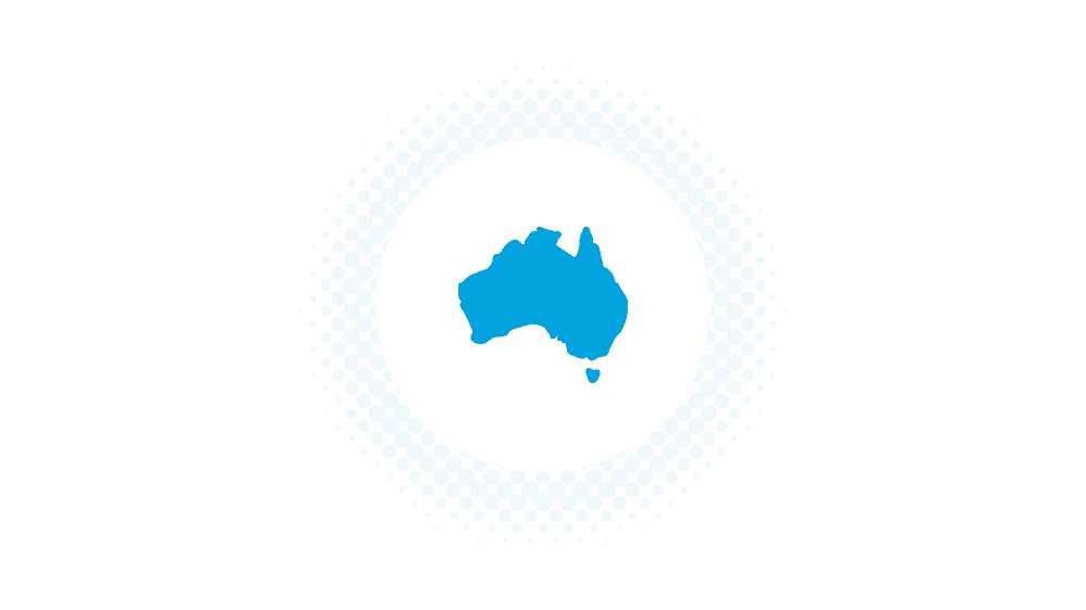 Blue map of australia on a grey background