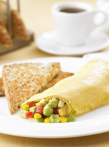 Avocado Corn and Tomato Omelette