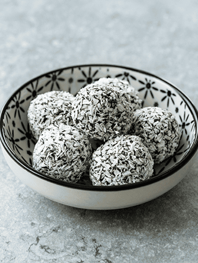 choc fudge ball with coconut dusting