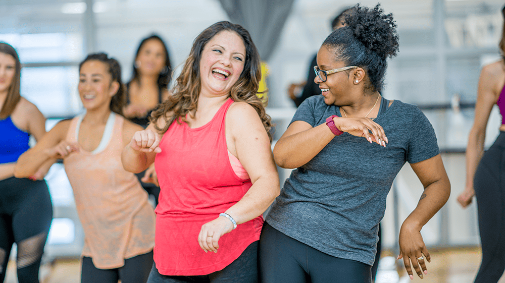women dancing in zumba class